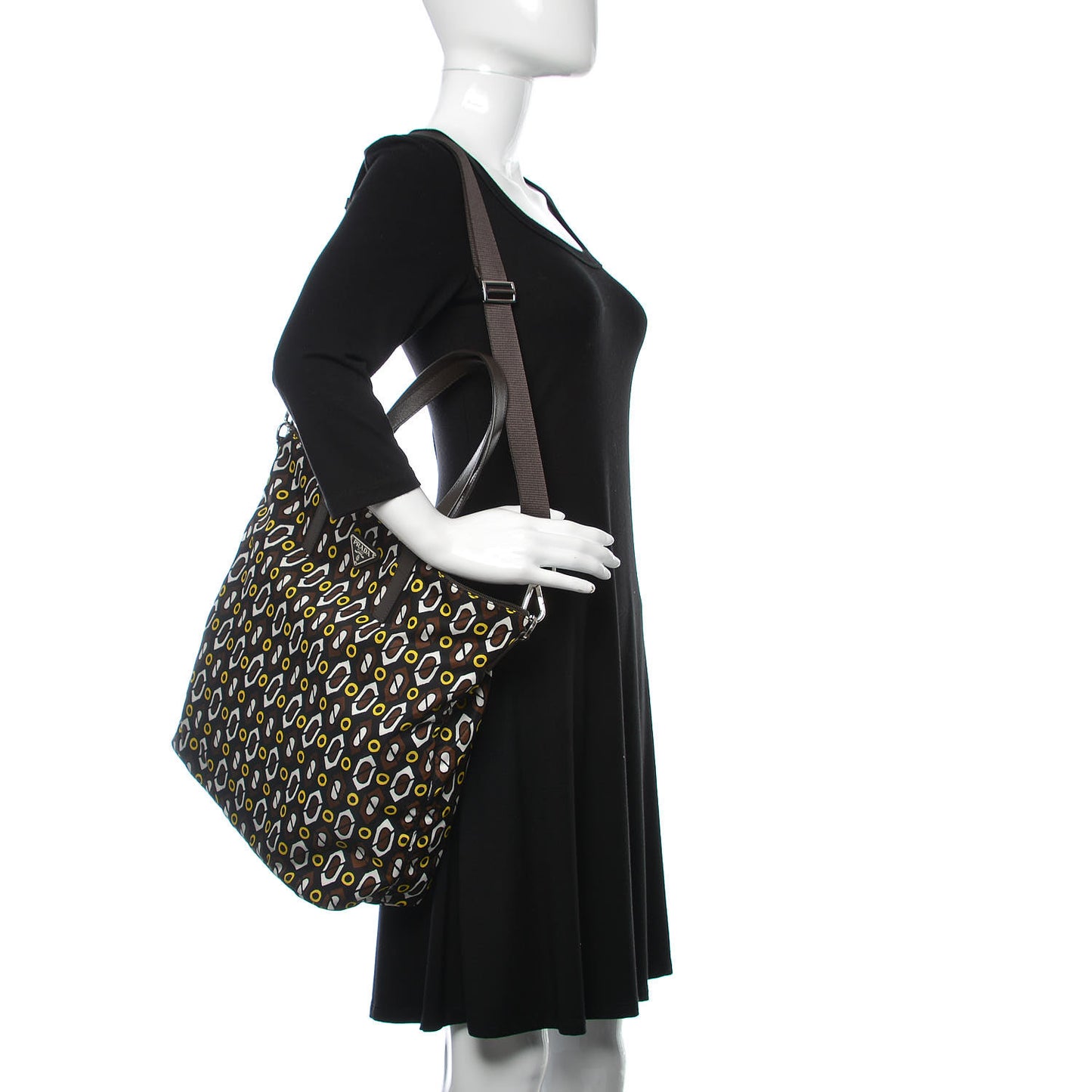 Tessuto Stampato Nylon Saffiano Print Tote Cacao