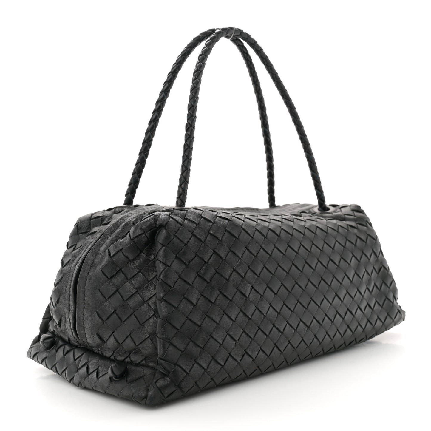 Nappa Intrecciato Satchel  Black
