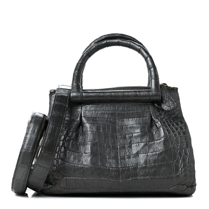 Nancy Gonzalez Metallic Crocodile Top Handle Shoulder Bag Anthracite 1 of 10