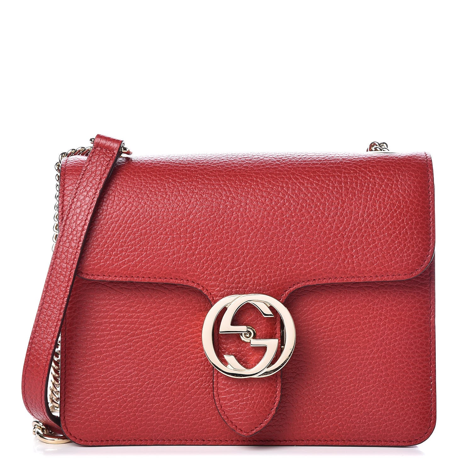 Gucci Dollar Calfskin Small Interlocking G Shoulder Bag Red 1 of 9