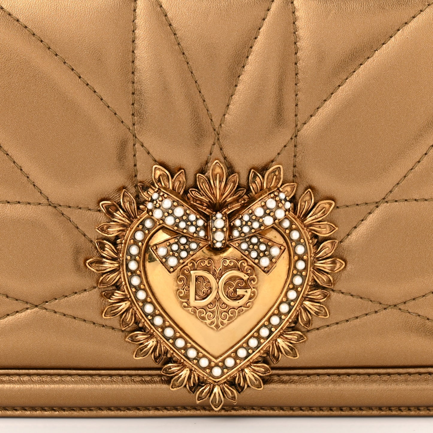 Metallic Calfskin Medium Devotion Crossbody Bag Gold