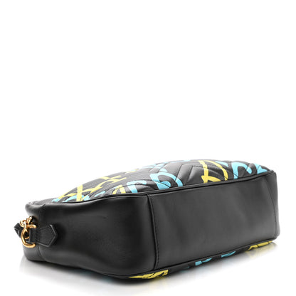 Gucci Calfskin Matelasse GucciGhost Medium GG Marmont Chain Shoulder Bag Black New Acquamarine 4 of 10