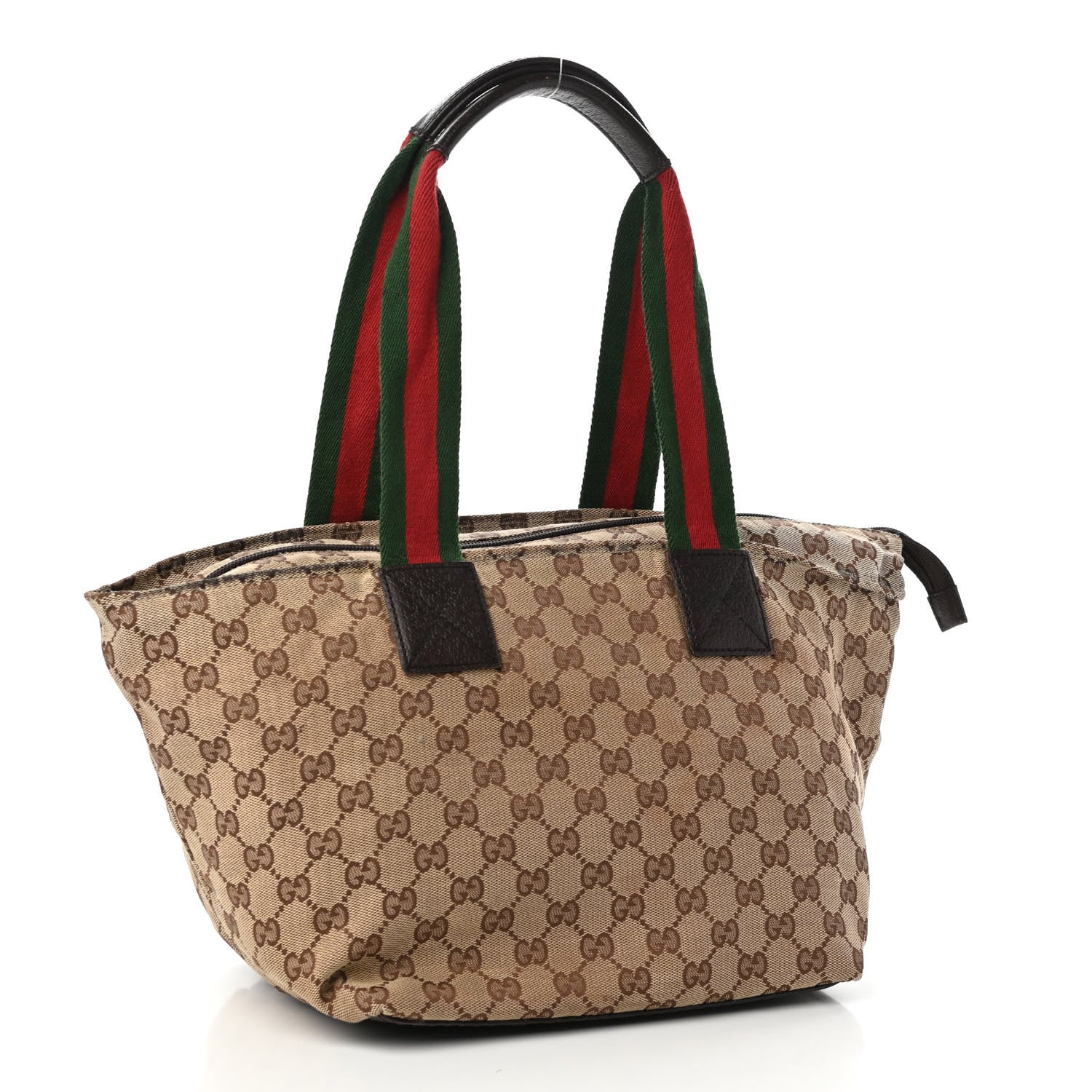 Gucci GG Monogram Medium Web Handle Bucket Tote Dark Brown 3 of 11