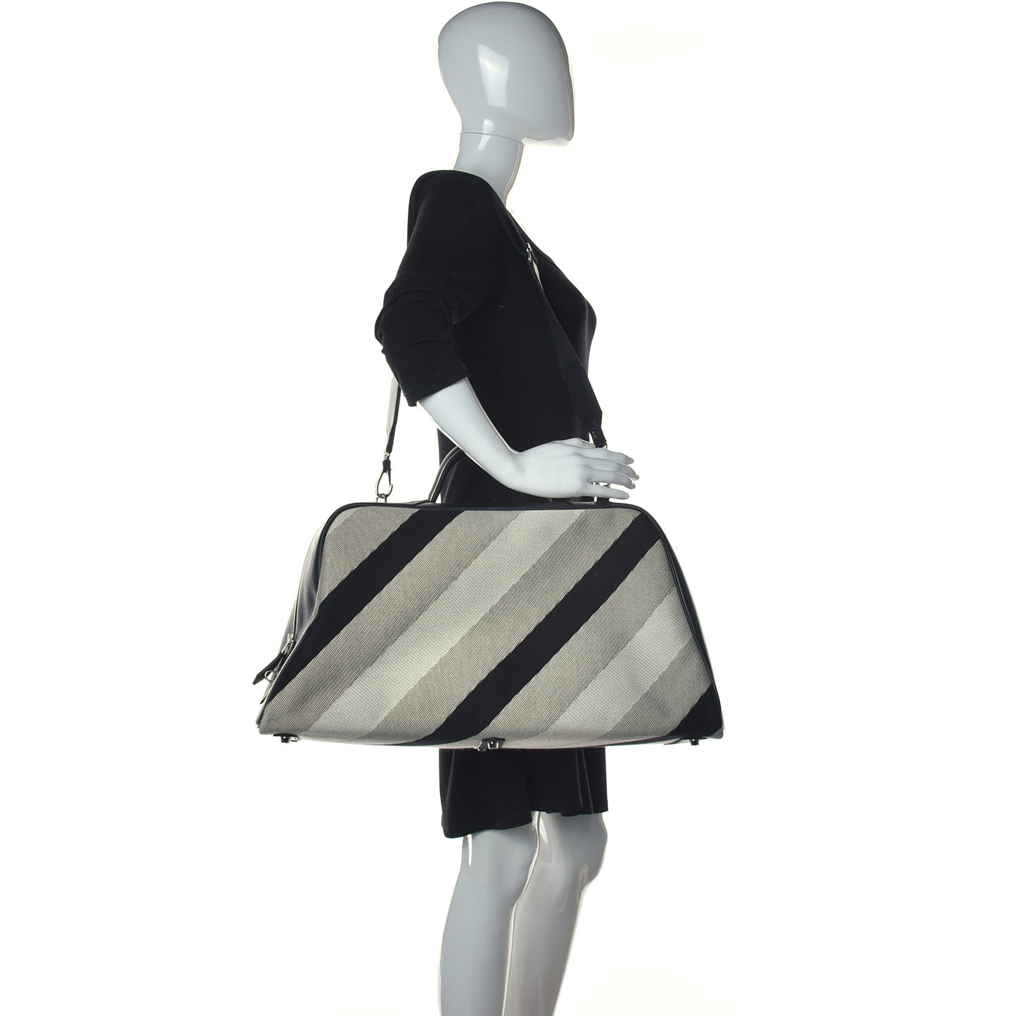 Toile H Sombrero II Bayadere Cavour Bag Ecru Black