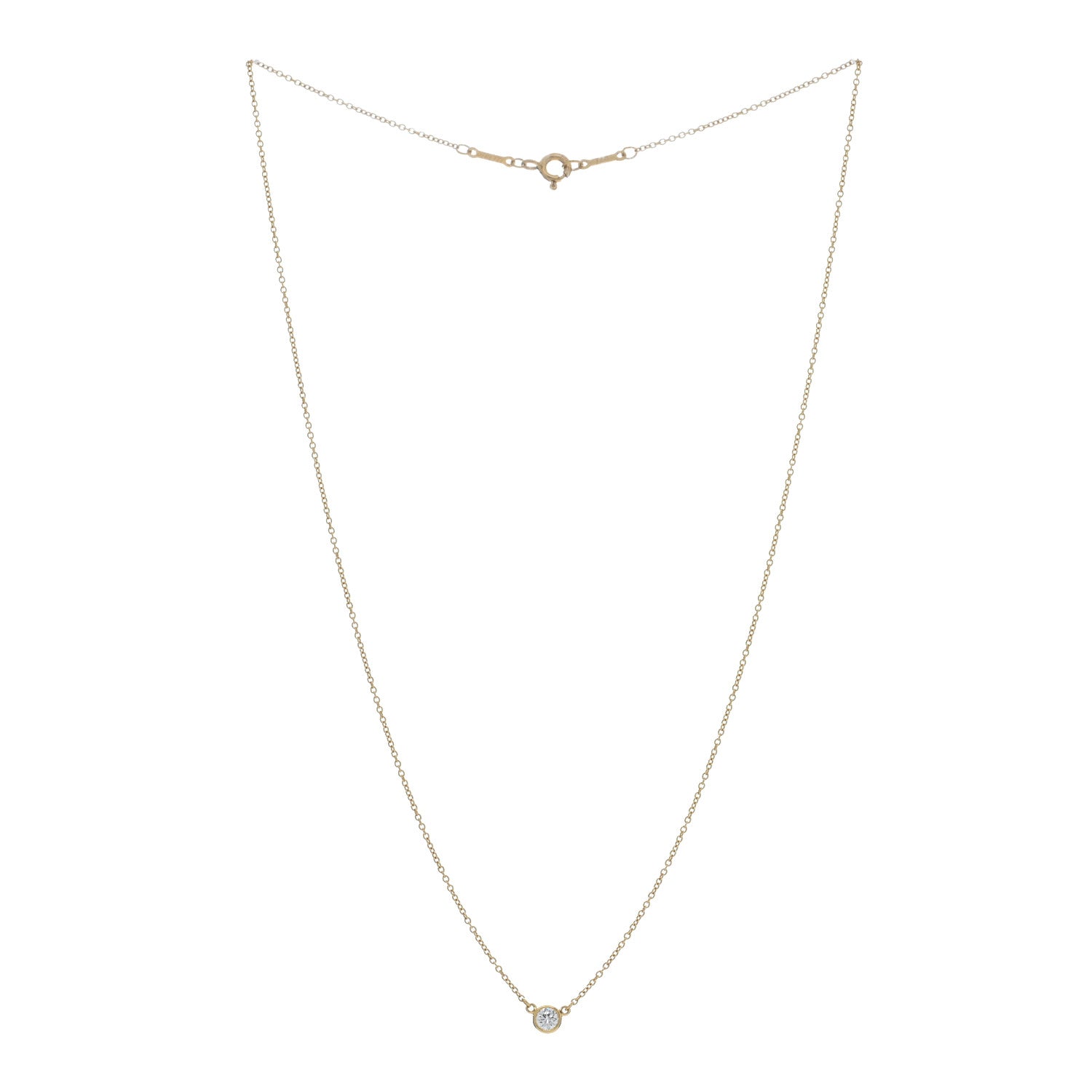 Tiffany 18K Yellow Gold Diamond .14ct Elsa Peretti Diamonds by the Yard Pendant Necklace 2 of 4