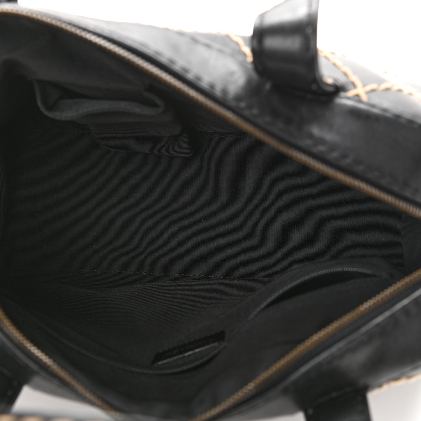 Calfskin Wild Stitch Top Handle Bag Black