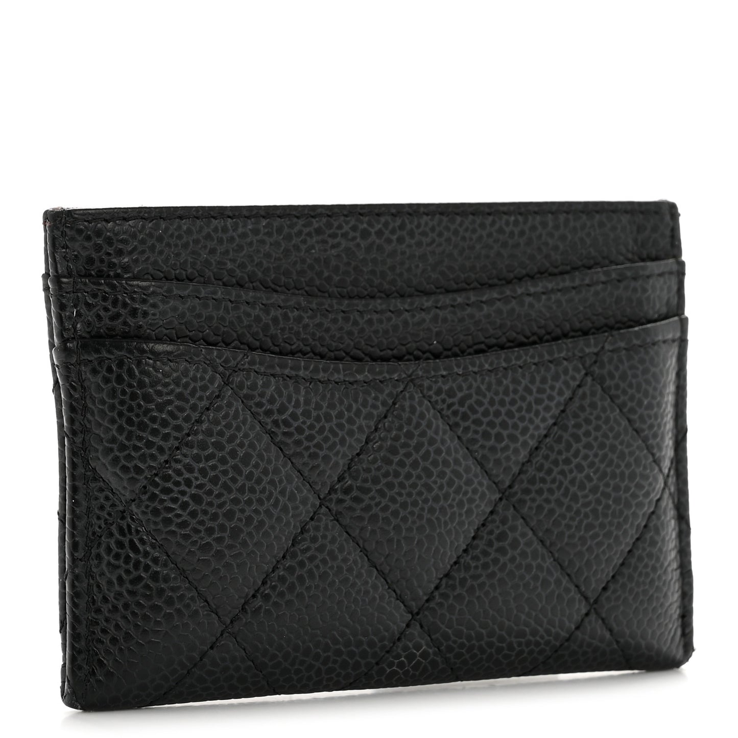 Caviar Quilted Card Holder Black