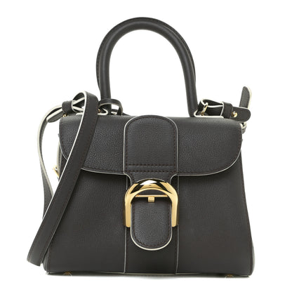 Delvaux Grained Calfskin Bi-Color Brillant Mini Satchel Black 1 of 10