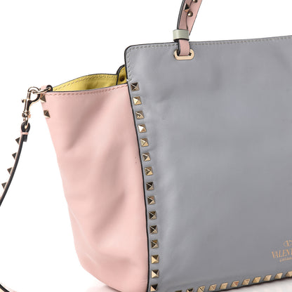 Valentino Garavani Vitello Watercolor Medium Rockstud Tote Rose Green Yellow Sky 7 of 14