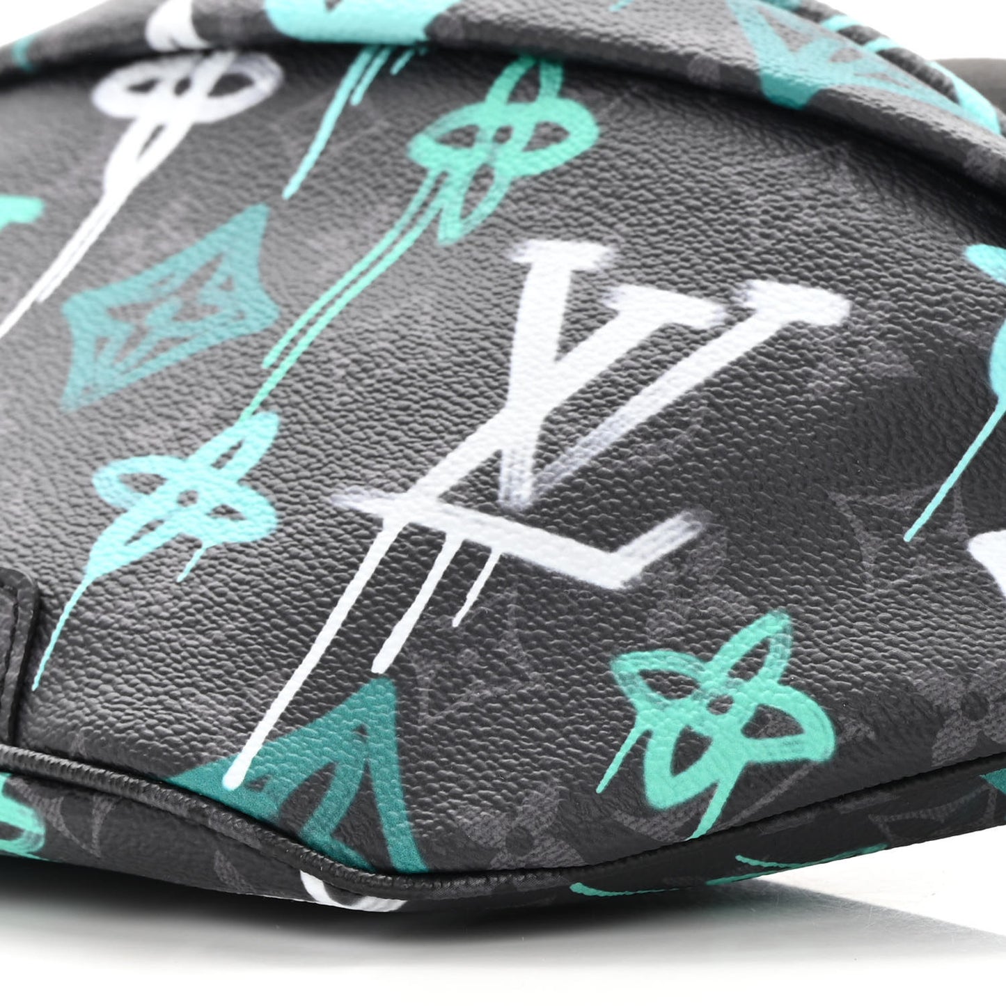 Monogram Eclipse LV Graffiti Discovery Bumbag Green Lights
