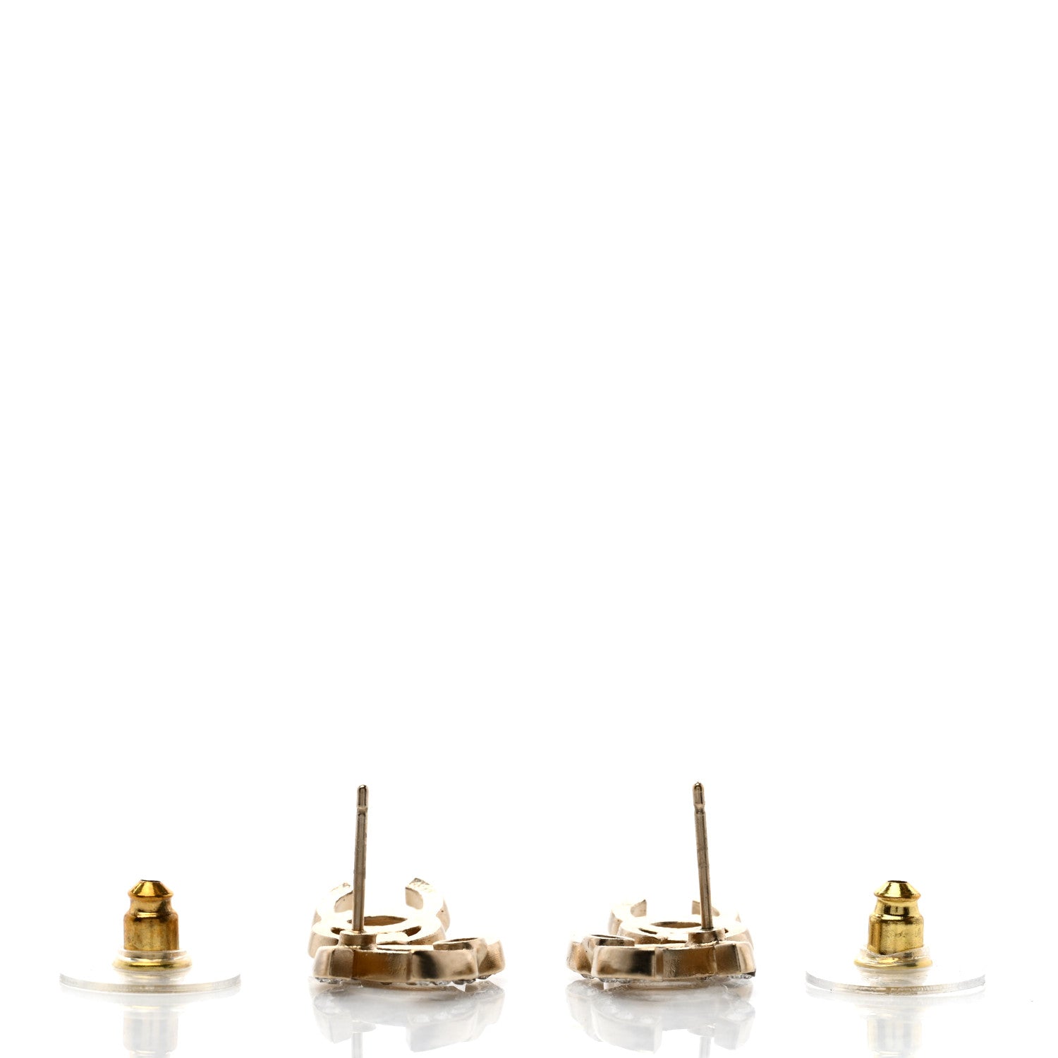 Chanel Crystal Double CC Earrings Gold Black 3 of 4