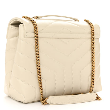 Saint Laurent Calfskin Y Quilted Monogram Small Loulou Chain Satchel Crema Soft 3 of 11
