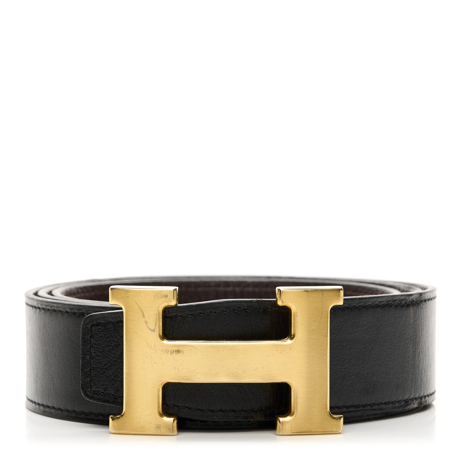 Hermes Box Togo 32mm H Belt 90 36 Black Chocolate 2 of 12
