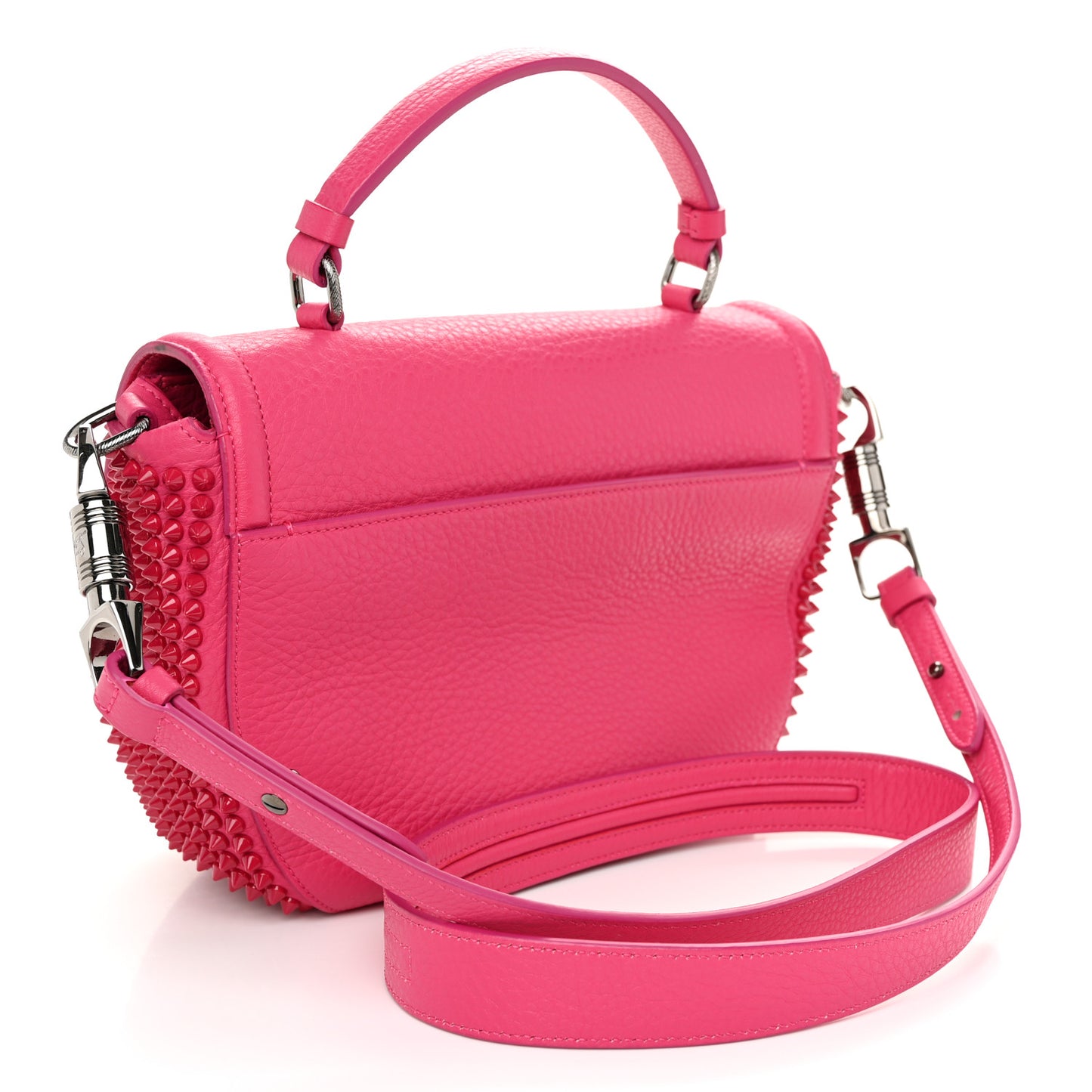 Calfskin Spikes Panettone Messenger Hot Pink