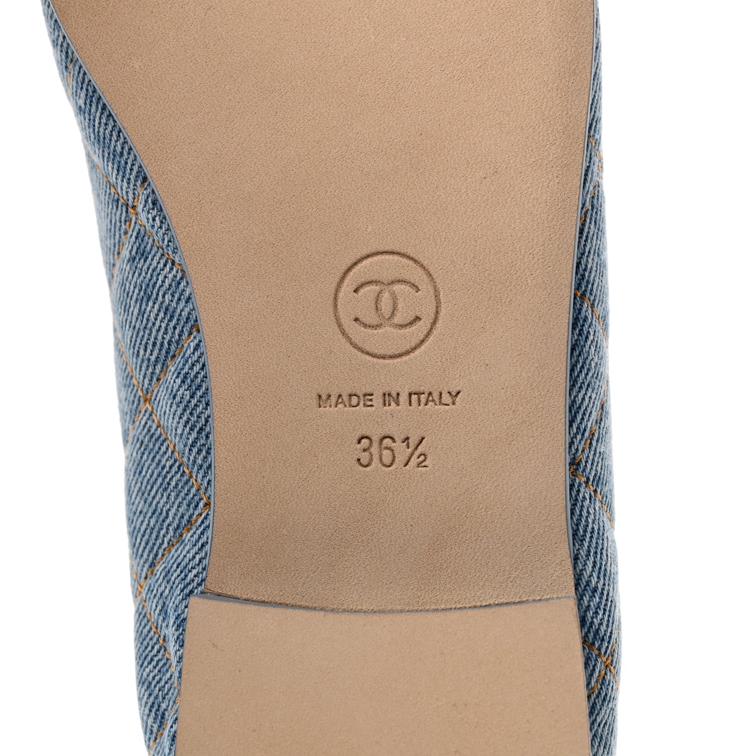 Chanel Denim Quilted CC Cap Toe Ballerina Flats 36.5 Light Blue 9 of 10
