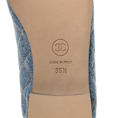 Chanel Denim Quilted CC Cap Toe Ballerina Flats 36.5 Light Blue 9 of 10
