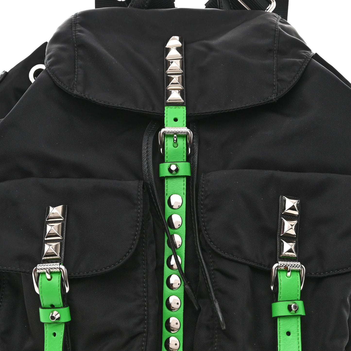 Nylon New Vela Studded Backpack Black Green
