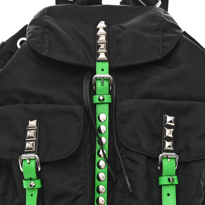 Prada Nylon New Vela Studded Backpack Black Green 9 of 12
