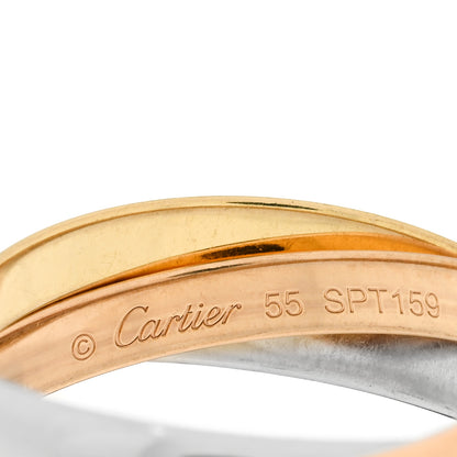 Cartier 18K Pink Yellow White Gold Small Trinity Ring 55 7.25 4 of 5