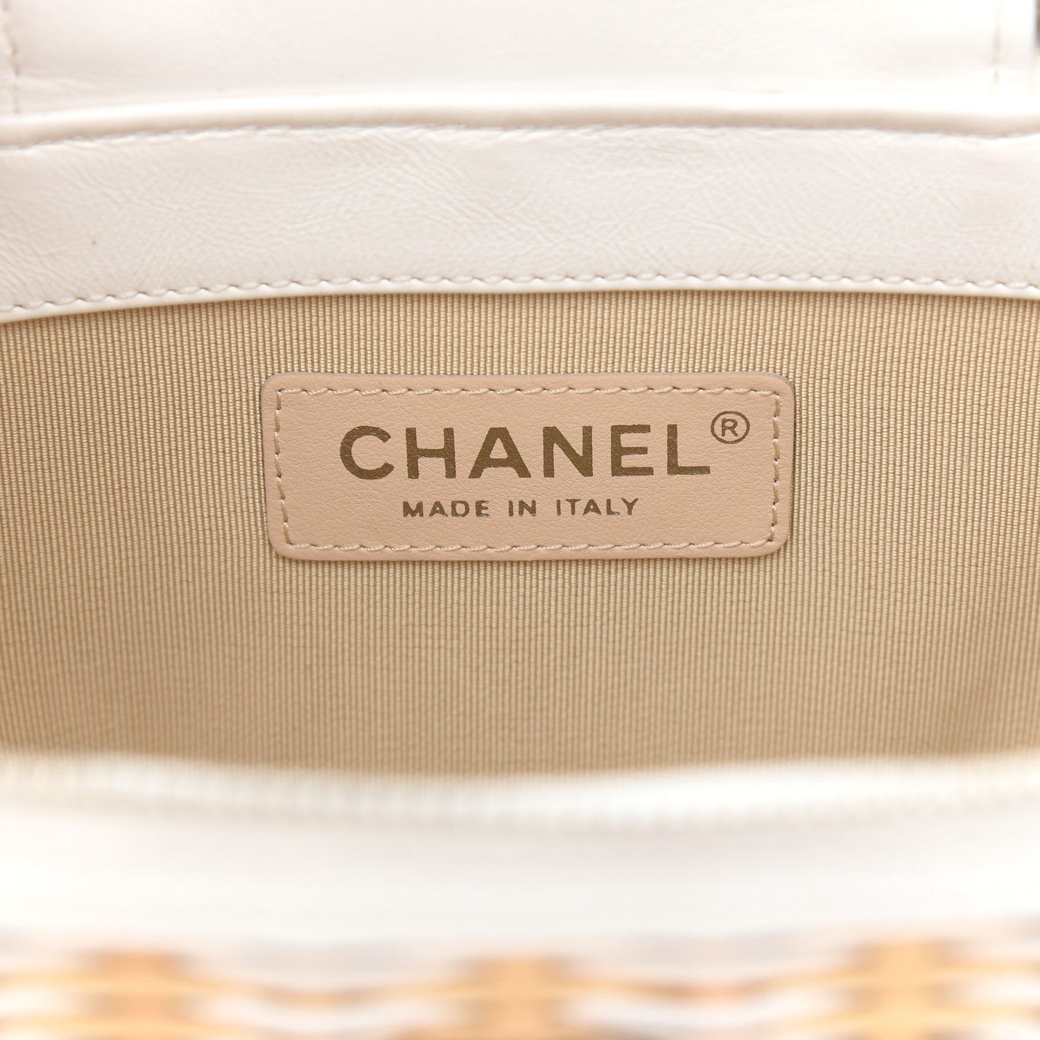 Chanel Calfskin Raffia Small Vanity Case Bag White Beige 6 of 9