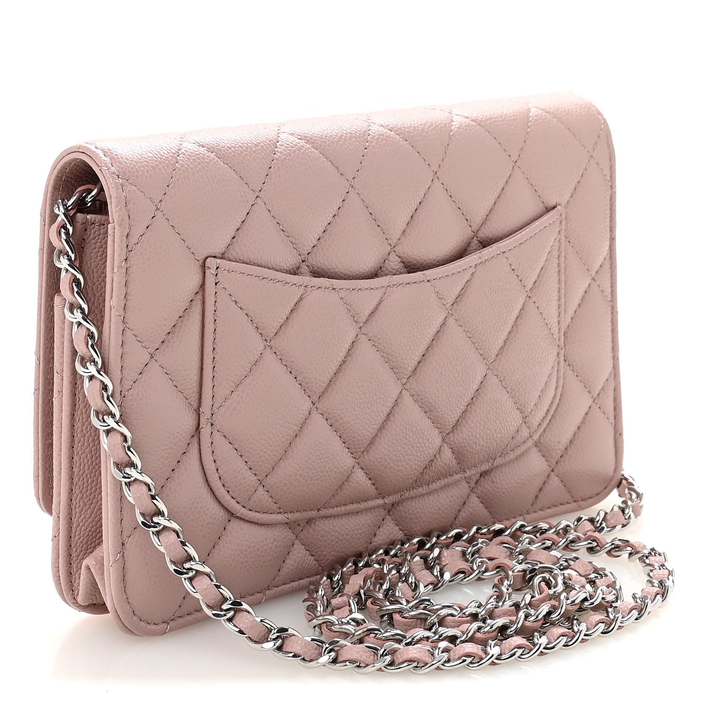 Caviar Quilted Wallet on Chain WOC Light Pink