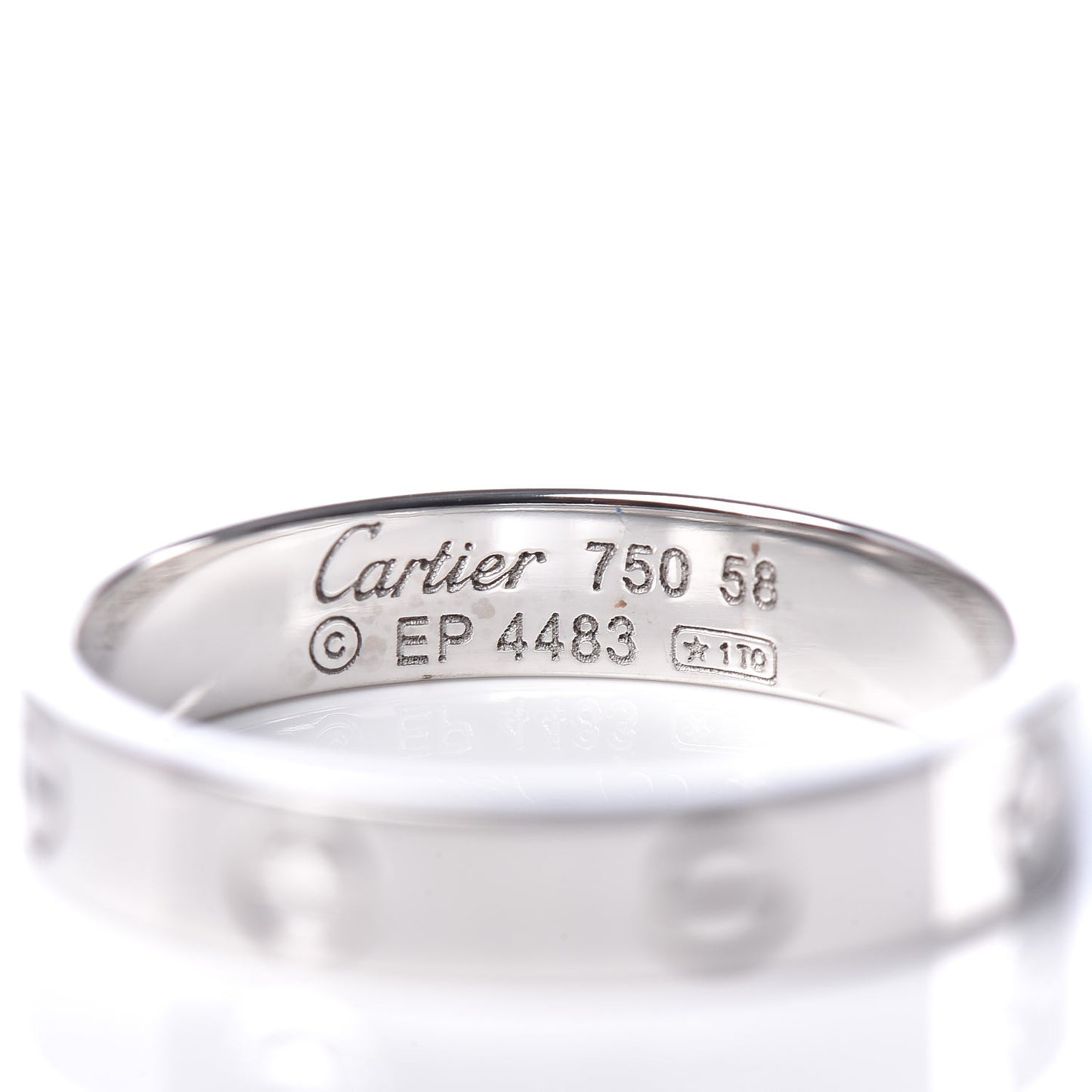 18K White Gold 4mm LOVE Wedding Band Ring 58 8.5