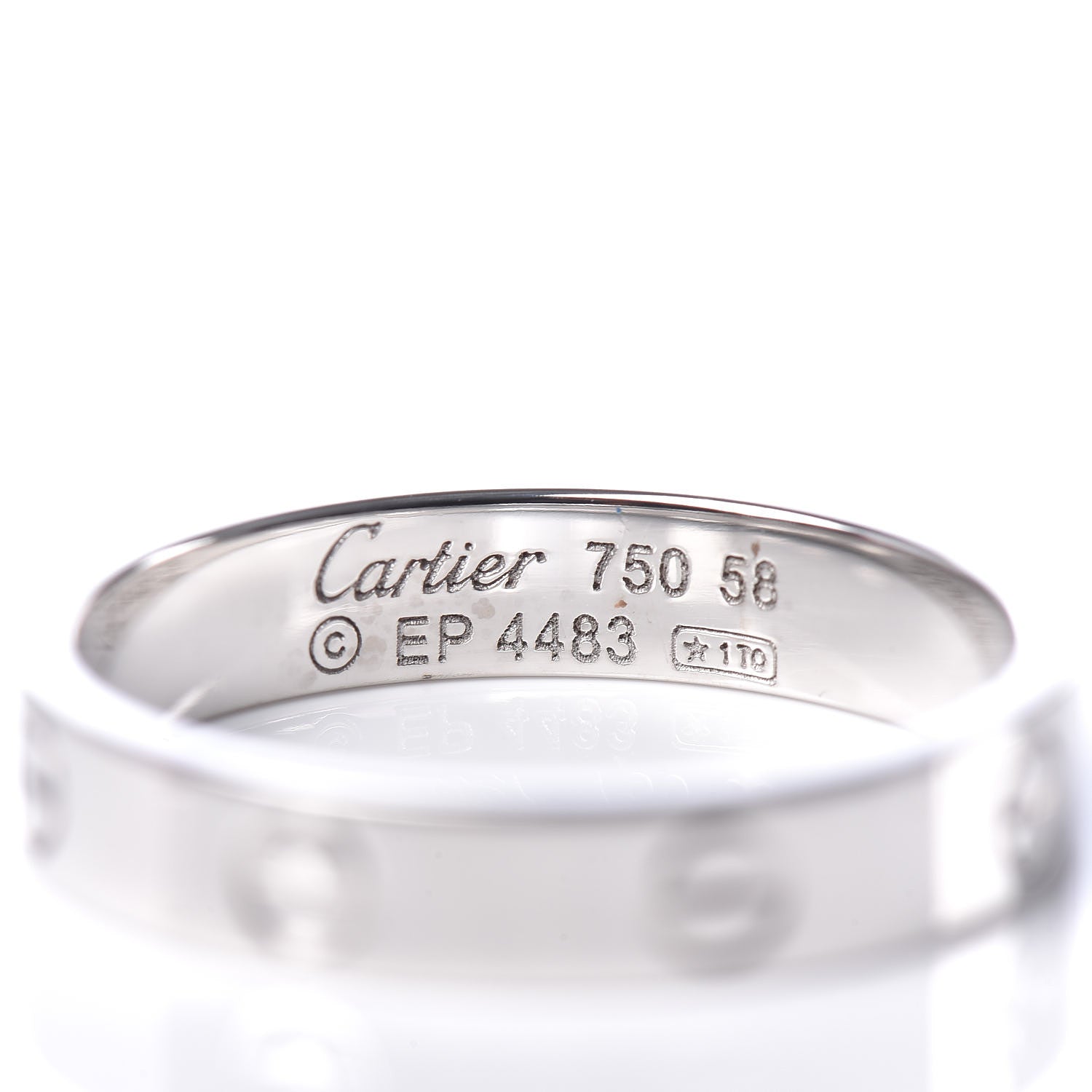 Cartier 18K White Gold 4mm LOVE Wedding Band Ring 58 8.5 4 of 5