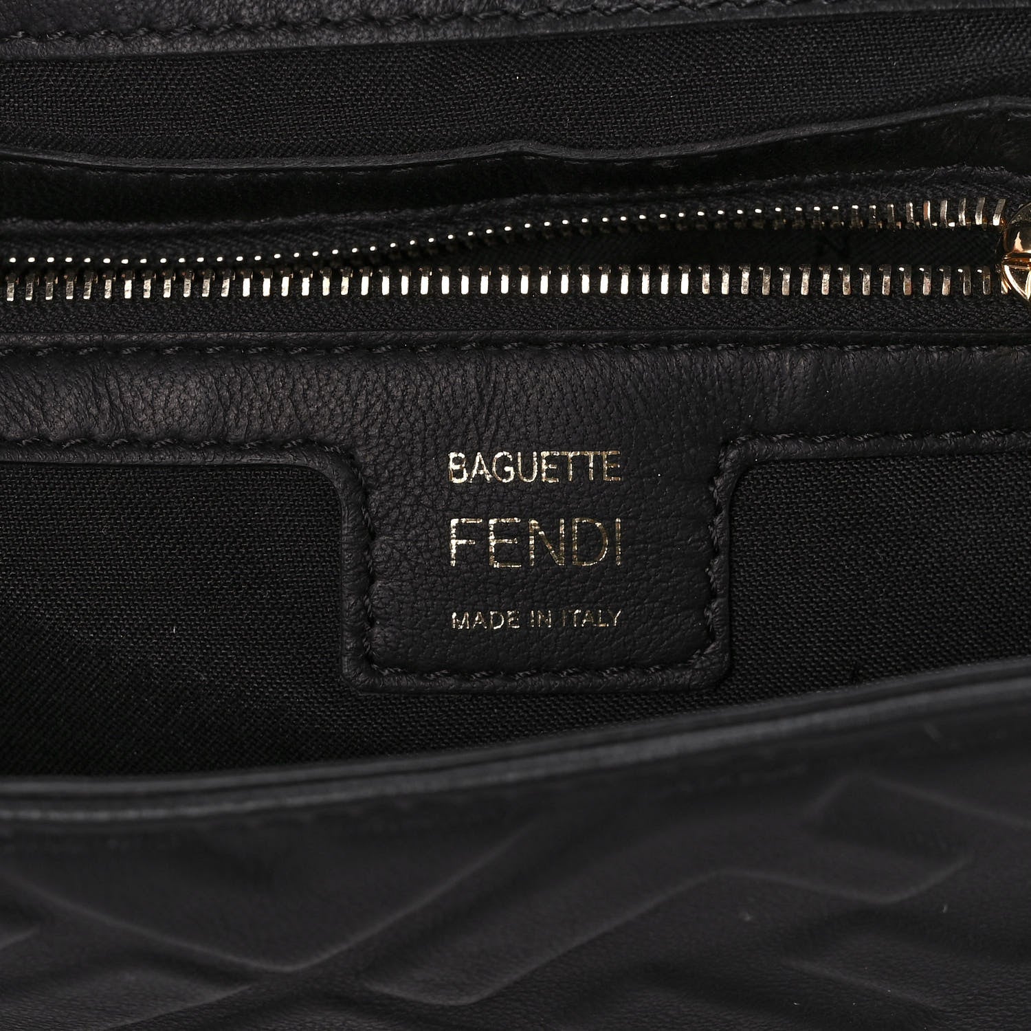 Fendi Nappa FF 1974 Embossed Baguette Black 6 of 12