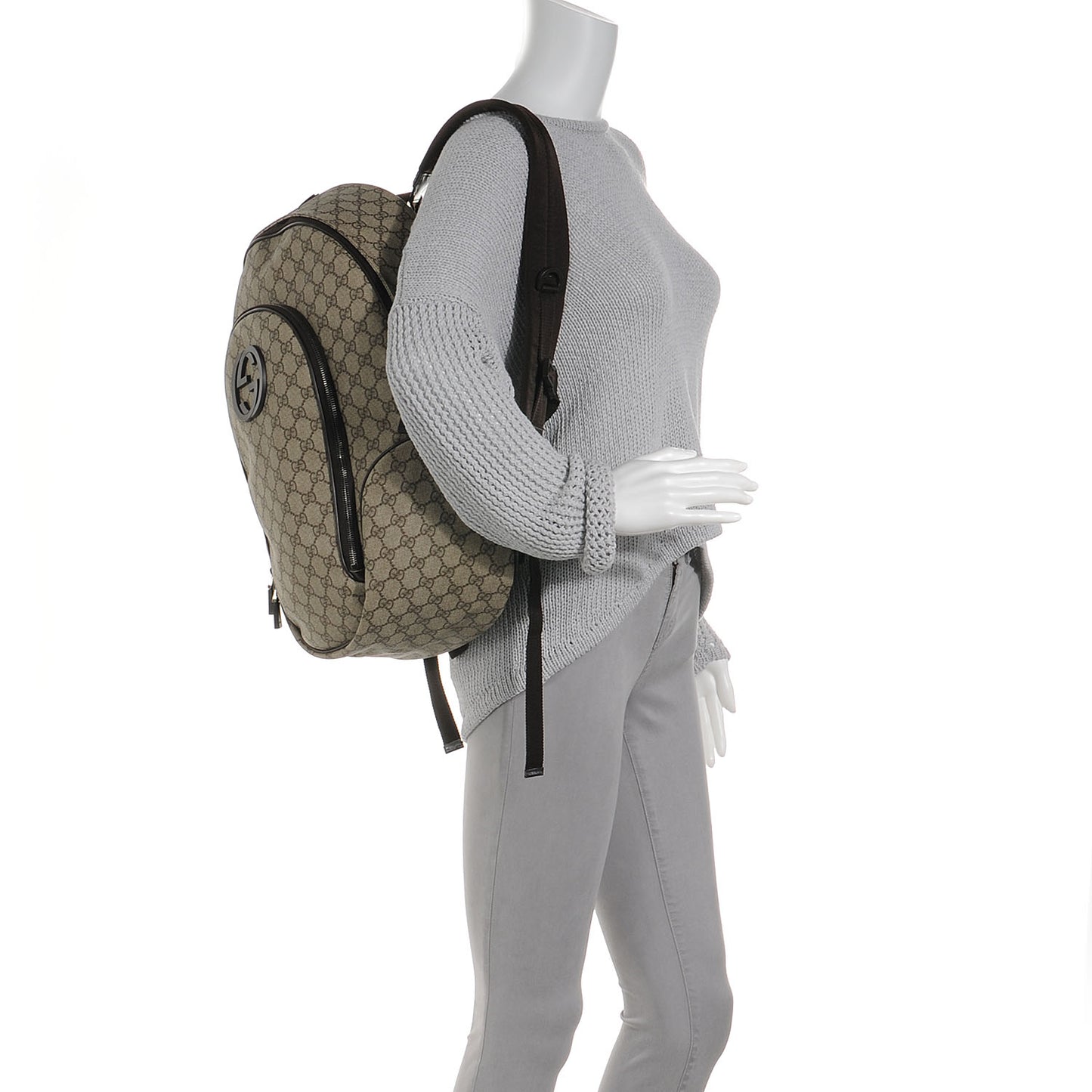 GG Plus Interlocking G Travel Backpack Beige Ebony
