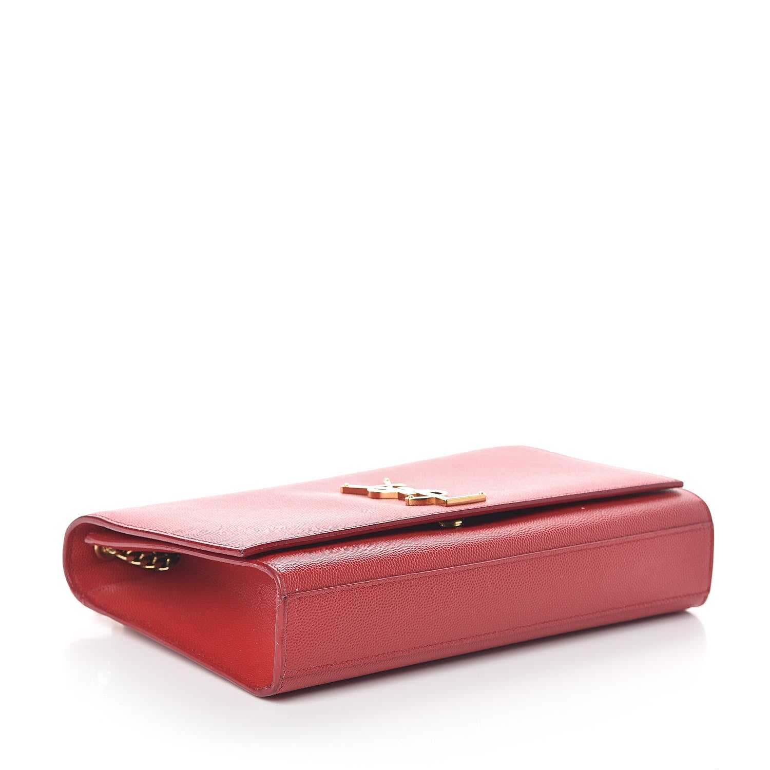 Saint Laurent Grain De Poudre Medium Monogram Kate Satchel Red 4 of 9