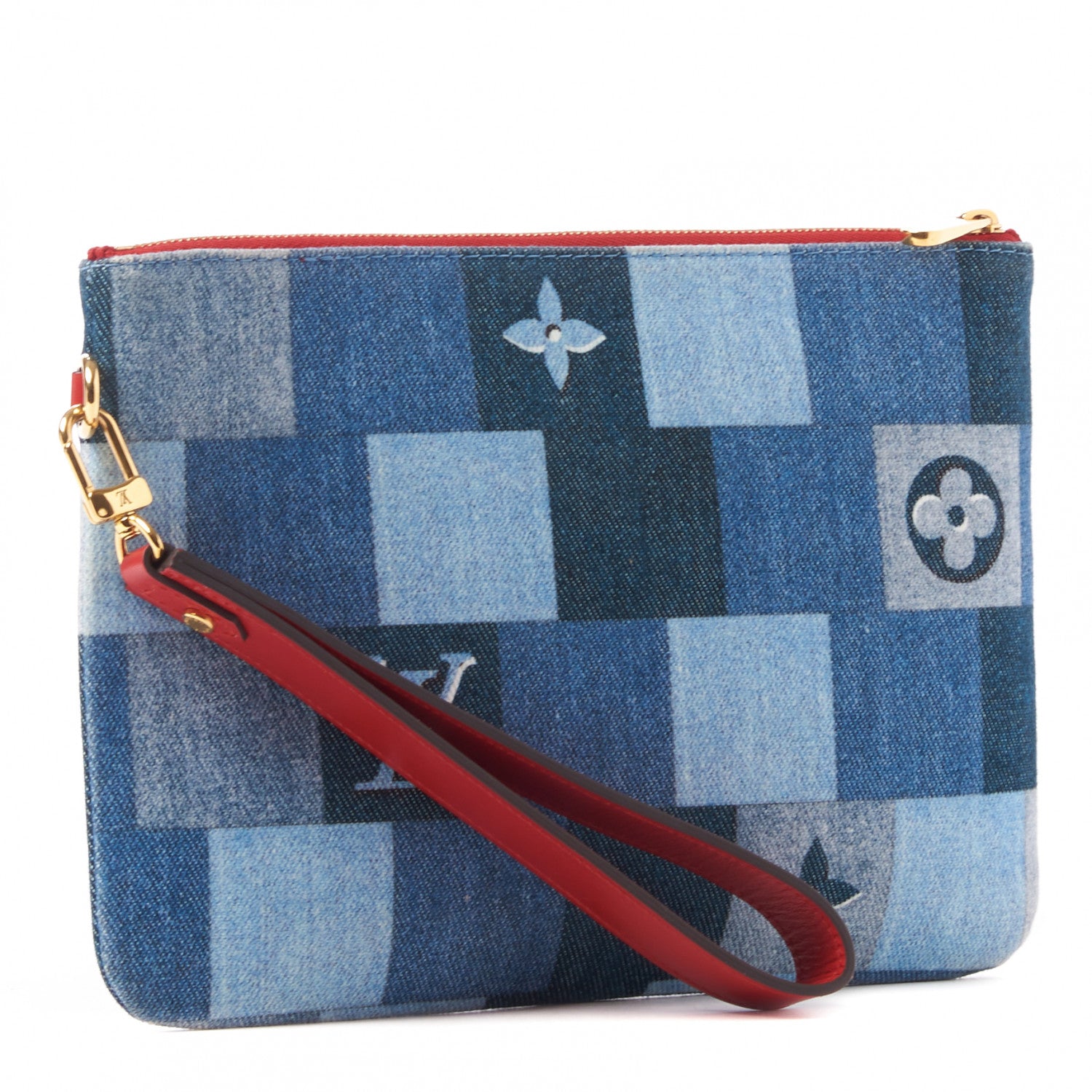 Louis Vuitton Denim Monogram Patchwork City Pouch Blue Rouge 2 of 7