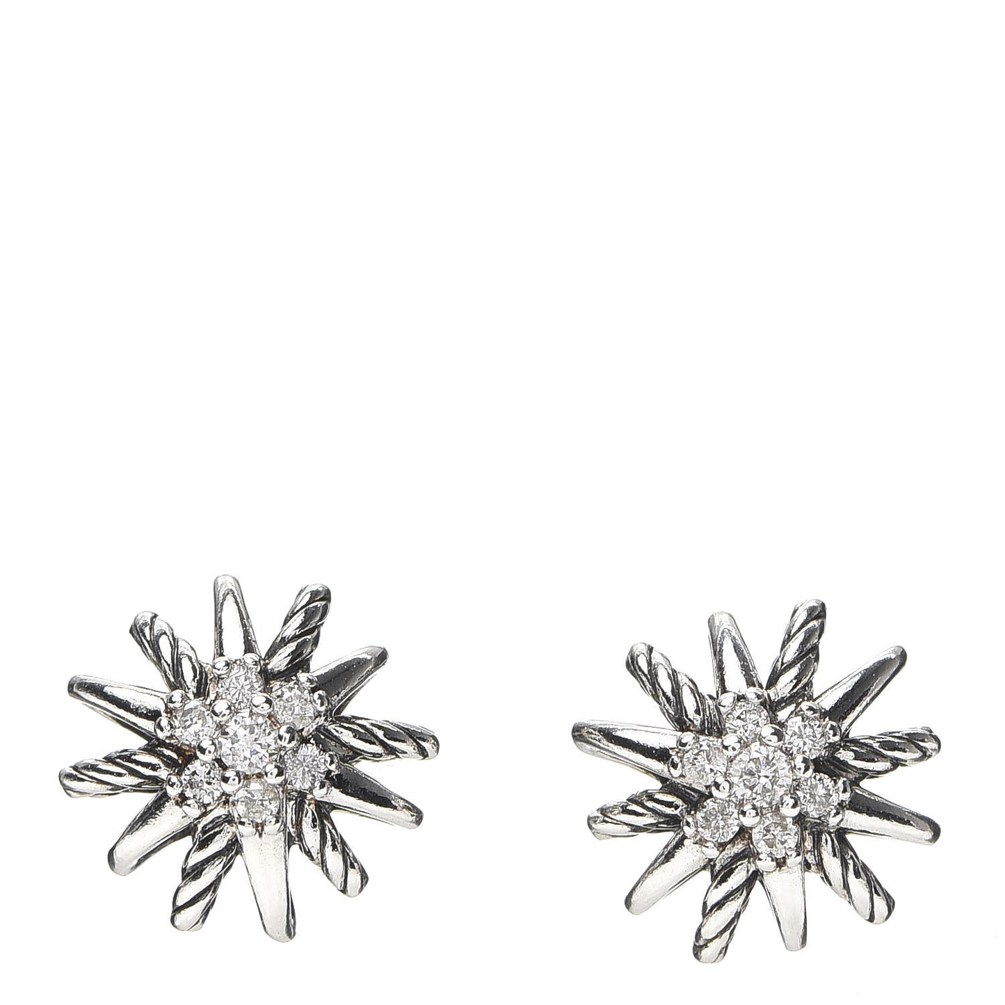 Sterling Silver Diamond 10mm Starburst Earrings