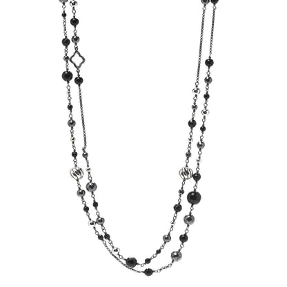 David Yurman Sterling Silver Black Onyx Hematite Elements Chain Necklace 1 of 5