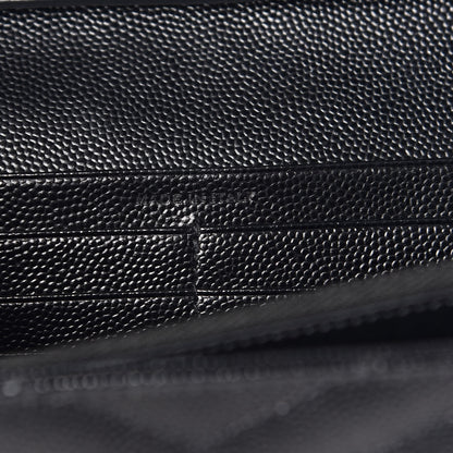 Saint Laurent Grain De Poudre Matelasse Chevron Monogram Chain Wallet Black 7 of 11