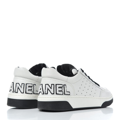 Chanel Calfskin Womens Logo Sneakers 35 Black White 4 of 18