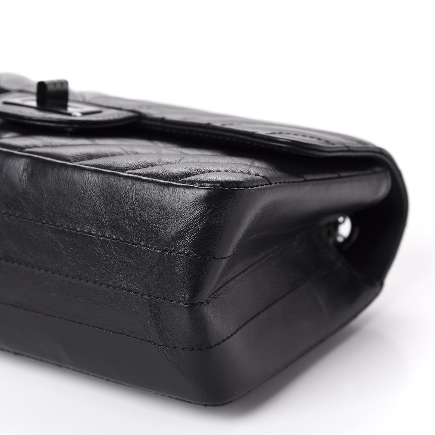 Aged Calfskin Chevron Quilted 2.55 Reissue Mini Flap So Black