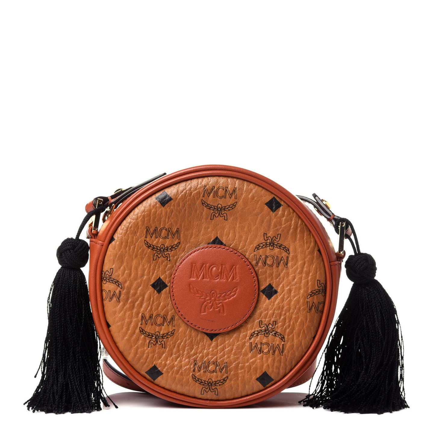 Visetos Small Tambourine Crossbody Cognac Black