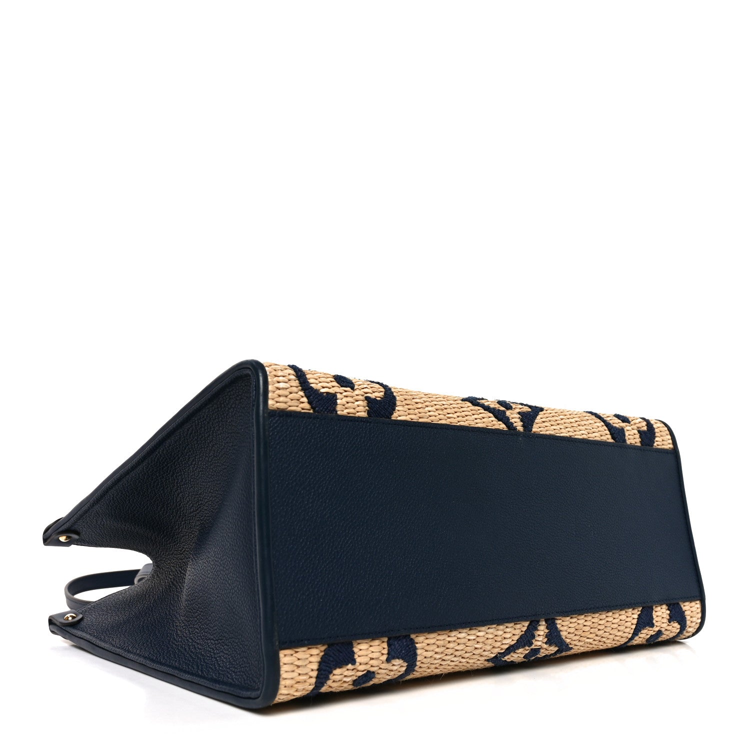 Louis Vuitton Raffia Calfskin Monogram Giant Onthego MM Blue 4 of 9