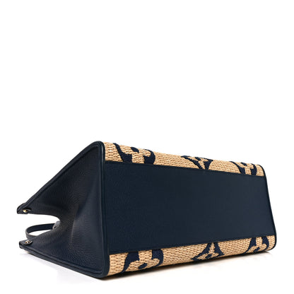 Louis Vuitton Raffia Calfskin Monogram Giant Onthego MM Blue 4 of 9