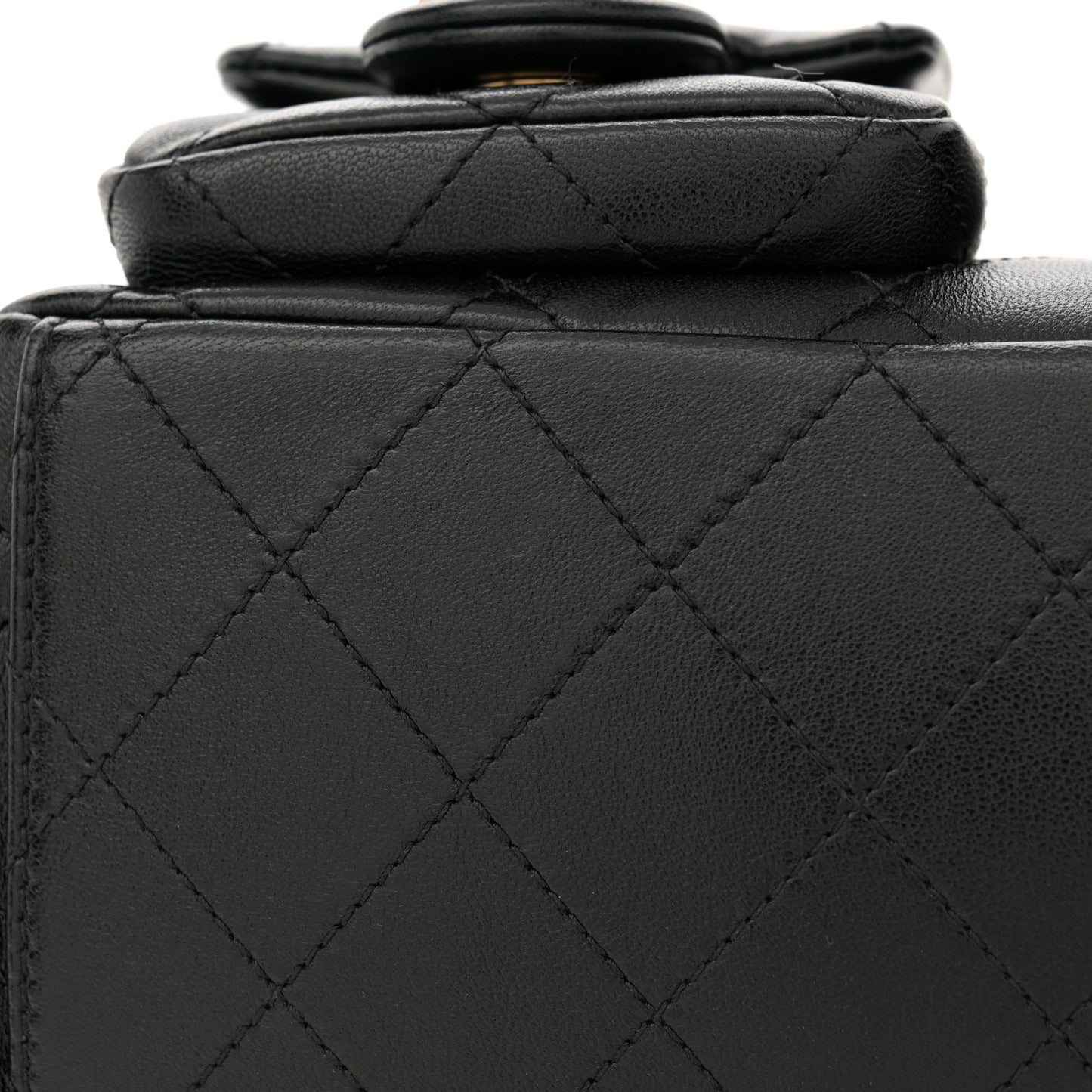Shiny Lambskin Quilted Trendy Pockets Hobo Black