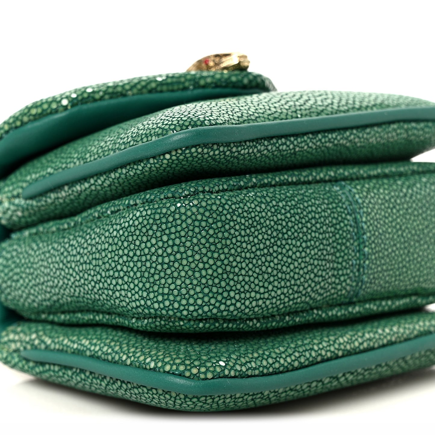 Galuchat Serpenti Reverse Micro Top Handle Emerald Green