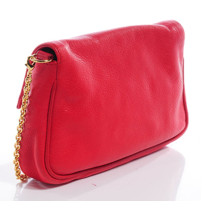 Fendi Vitello Flamingo Fendista Pouchette Crossbody Red 3 of 9