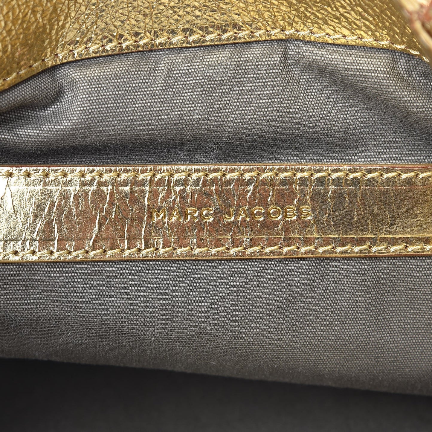 Crackled Calfskin Studded Tote Gold