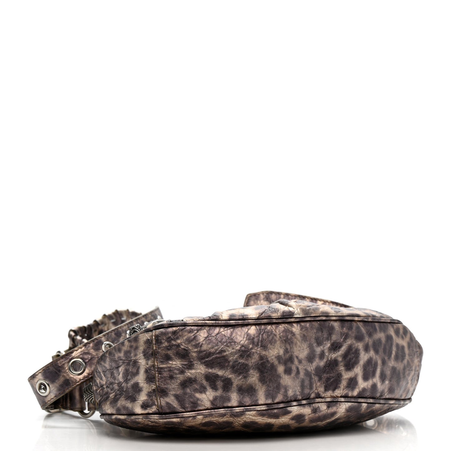 Metallic Agneau Arena Leopard Le Cagole Shoulder Bag XS Brown