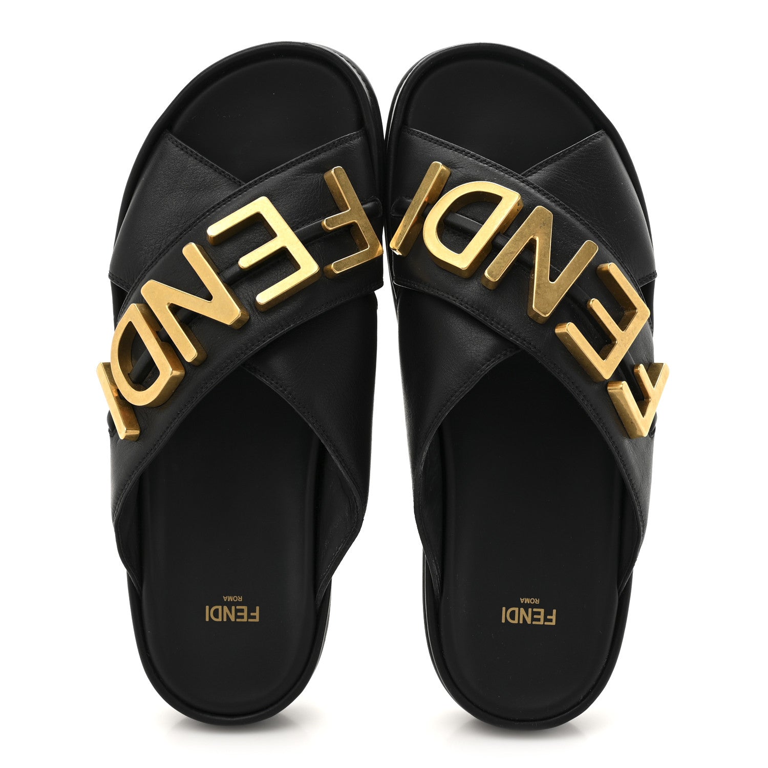 Fendi Vitello Womens Fendigraphy Slide Sandals 38.5 Black 2 of 11