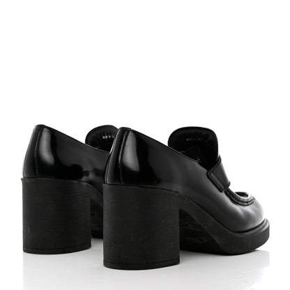 Prada Spazzolato Metal Triangle Logo 85mm Loafers 41 Black 4 of 13