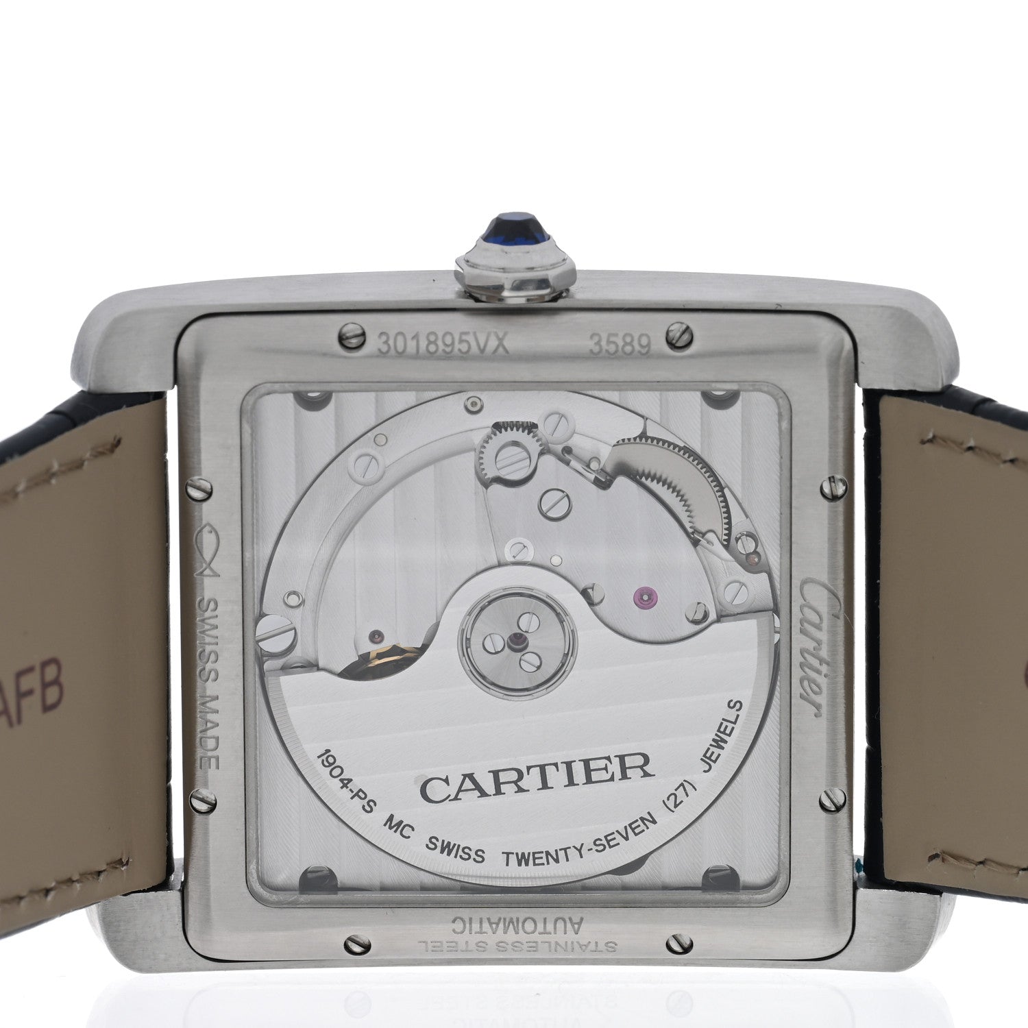 Cartier Stainless Steel Alligator 34mm Tank MC Automatic Watch Blue 4 of 4