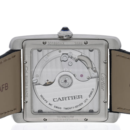 Cartier Stainless Steel Alligator 34mm Tank MC Automatic Watch Blue 4 of 4