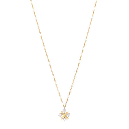 Tiffany Platinum 18K Yellow Gold Diamond Schlumberger Lynn Pendant Necklace 1 of 4