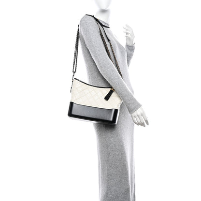 Chanel Aged Calfskin Quilted Medium Gabrielle Hobo Black White 2 of 11